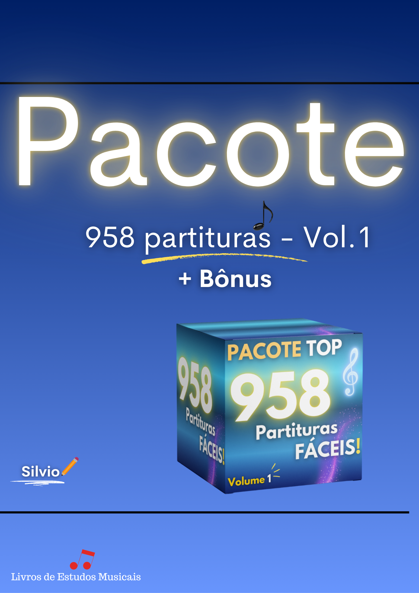 🏆Pacote com 958 partituras FÁCEIS - VOL.1 + BÔNUS